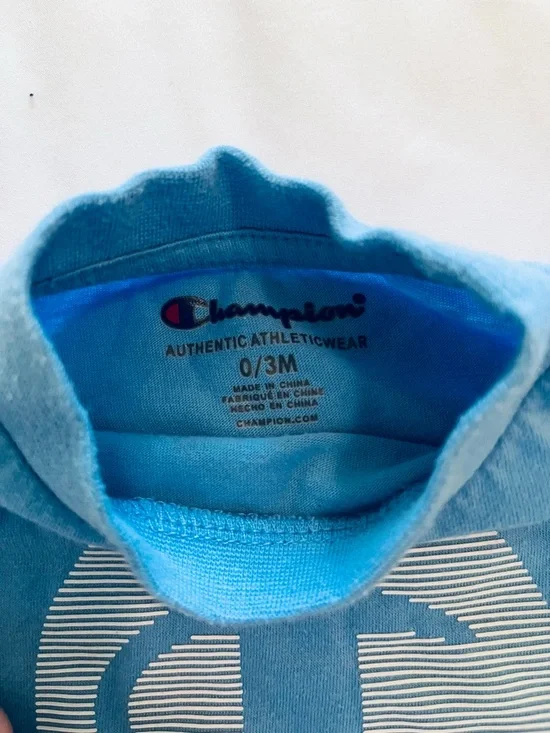 Champion Kids Light Blue Logo Short Sleeve Tee 0/3 Months - Picture 3 of 5